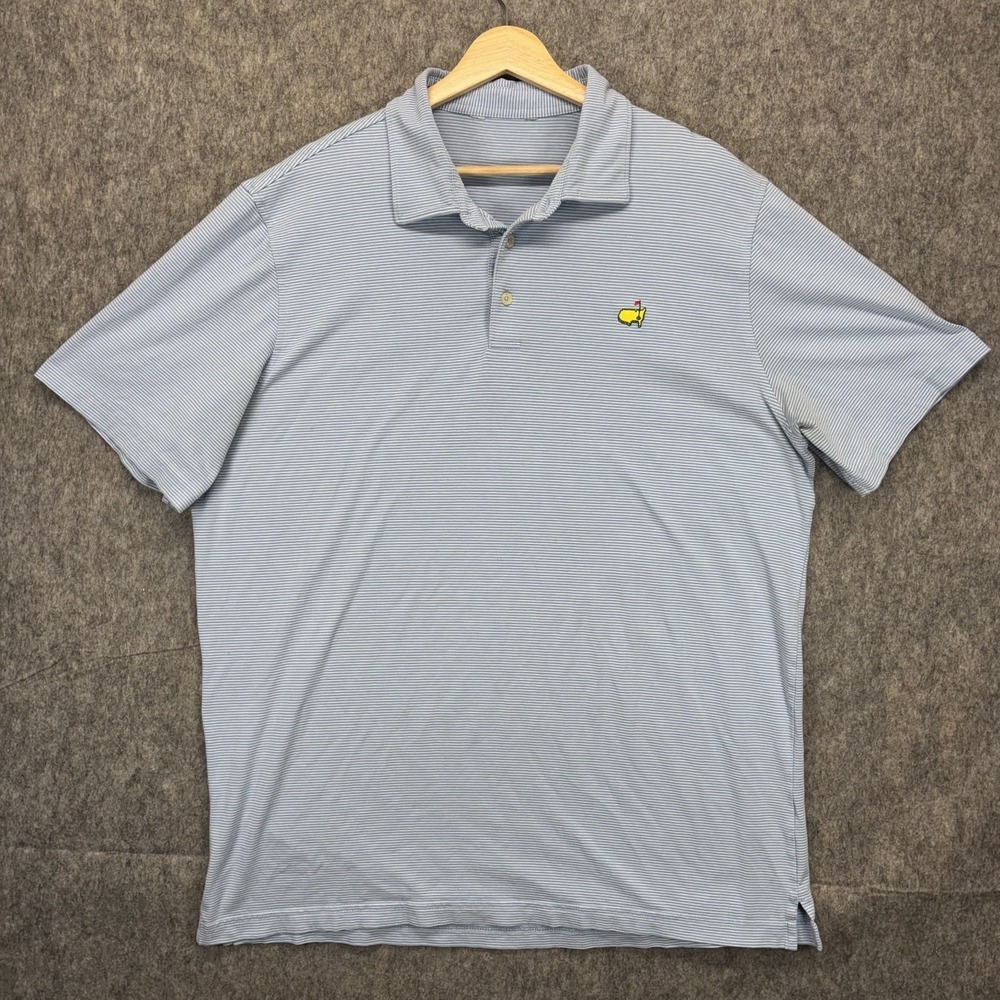 The Masters Golf Polo Shirt‎ Men's XL Short Sleeve Blue Stripe Stretch
